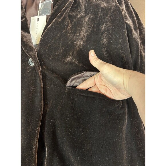 Endless Rose Velvet Blazer Large Brown Single Breasted Boyfriend Relaxed Lined - Picture 8 of 12